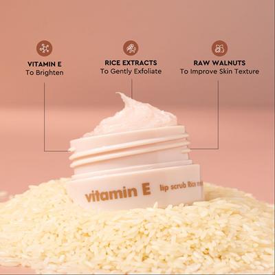 The Face Shop Vitamin E Gentle Exfoliating Lip Scrub with Korean Rice for Soft, Smooth, Glowy Lips 14 gm - Lip Scrubs