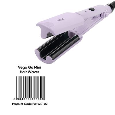 Vega Go Mini Hair Waver with Ptc Ceramic Coated Plates for Women, Purple (VHWR-02) 350 gm - Rollers & Curlers