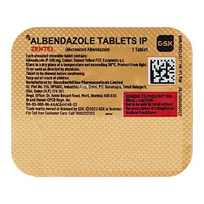 Zentel Tablet 1'S - Parasitic Worms-Ant