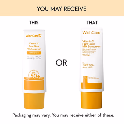 WishCare Vitamin C Pure Glow Brightening Sunscreen for Dry Skin - SPF50 PA++++In-Vivo Tested (50ml) - Face Sunscreen