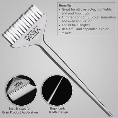 Vega Professional Tinting Brush for Balayage, All Over Color, Highlights and Root Touch Ups - Large (VPHTB-03) 1's - Hair Brushes