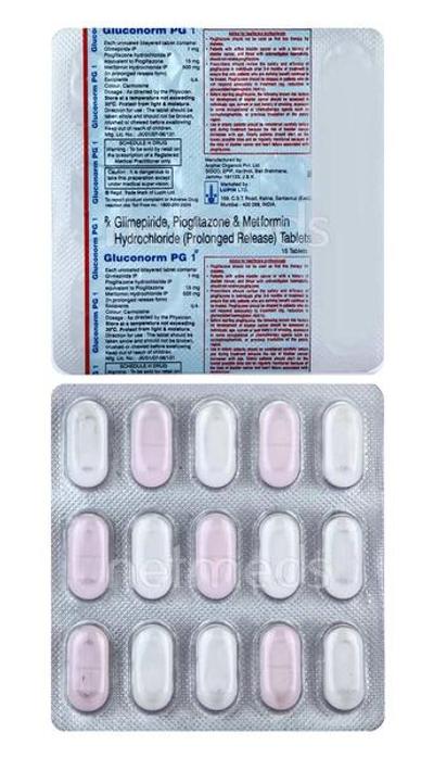 Gluconorm PG 1mg Tablet 15'S - Diabetes-Ant