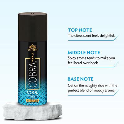 St. John Cobra Cool Limited Edition Deodorant Spray 150 ml + Live Limited Edition Deodorant Spray 150 ml + Cobra Eau De Parfum 15 ml 3's - Men Deodorants/Roll-Ons