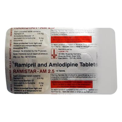 RAMISTAR AM 2.5mg Tablet 15's - Hypertension-ACE