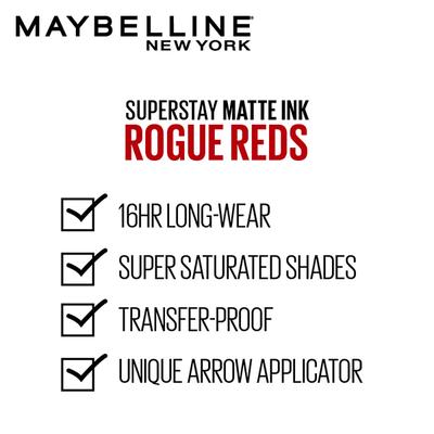 Maybelline New York Super Stay Matte Ink Liquid Lipstick x Rogue Reds, 295 Dauntless 5 ml - Lipsticks