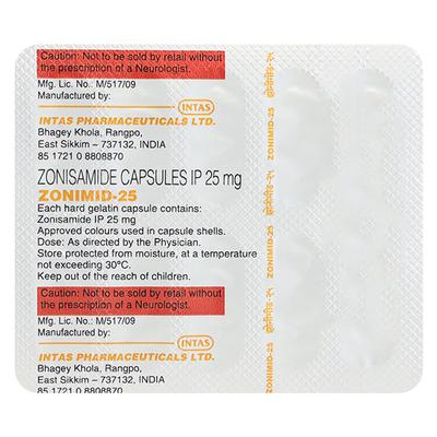 Zonimid 25mg Capsule 10'S - Epilepsy/Convulsion-Ant