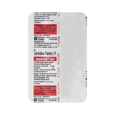 Serta 25mg Tablet 15'S - Depression-Ant
