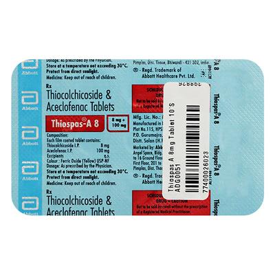 THIOSPAS A 8 Tablet 15's - Muscle Cramps/Spasticity-Mus