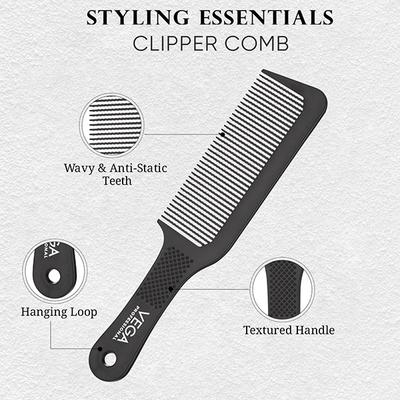 Vega Professional Clipper Comb for Salon with Anti-Static, Hair Cutting Combs Great for Barbering and Styling - Black (VPPCC-02) 1's - Hair Brushes