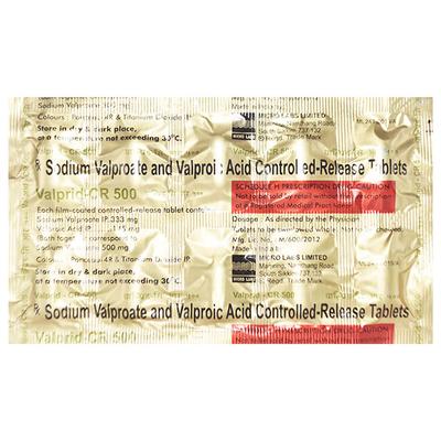 Valprid CR 500mg Tablet 10'S - Epilepsy/Convulsion-Ant