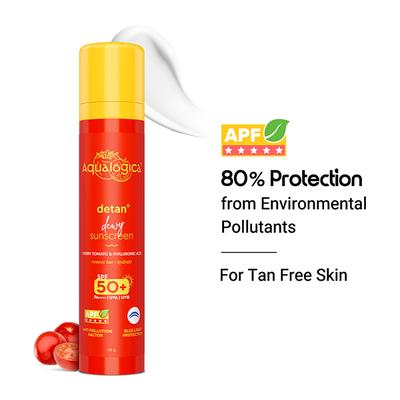 Aqualogica Detan+ Dewy Lightweight Sunscreen Gel SPF 50+ PA++++ For Tan-free, Bright & Hydrated Skin - 50 gm - Face Sunscreen
