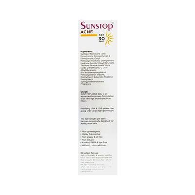 SUNSTOP ACNE SPF 30 PA +++ UVA/UVB/VISIBLE LIGHT ADVANCED SUN PROTECTION Gel 30g - Sun Protectors-Emo