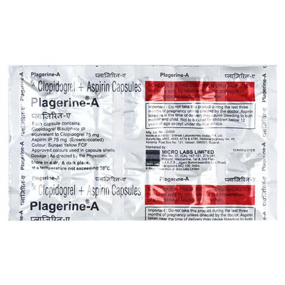 Plagerine A 75mg Capsule 10'S - Blood Clot-Ant