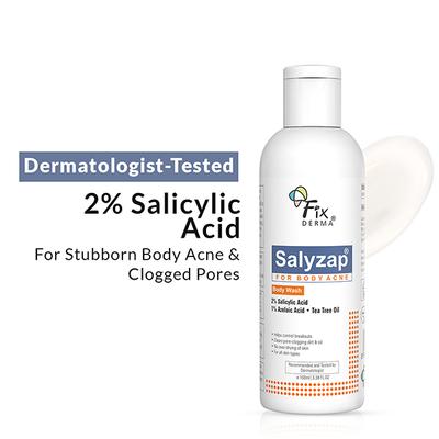 Fixderma 2% Salicylic Acid Salyzap Body Wash For Body Acne, Back, Shoulders, Arms Acne (100 ml) - Shower Gels & Body Wash