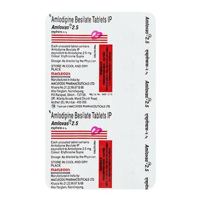 Amlovas 2.5mg Tablet 15'S - Hypertension-Cal