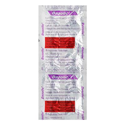 Dazolic 500mg Tablet 10'S - Amoebiasis-Ant