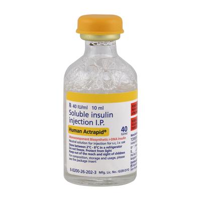 Human Actrapid 40IU Injection 1X10ml - Diabetes-Ins