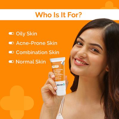 The Derma Co. 1% Hyaluronic Sunscreen SPF 50 Aqua Gel, Pa++++, Lightweight, No White-Cast for Broad Spectrum & Blue Light Protection for Oily, Dry, Acne-Prone Skin 30 gm - Body Sunscreen