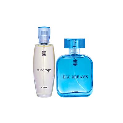 Ajmal Raindrops EDP Floral Chypre Perfume And Blu Dreams EDP Citurs Fruity Perfume 150 ml - Perfumes (Edt/Edp)