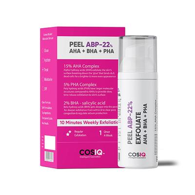 Cos-IQ ABP 22 percent Regular Use Exfoliating Peel AHA 15 percent plus PH 5 percent plus BHA 2 percent 30ml - Scrubs & Exfoliants