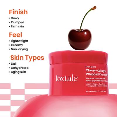 Foxtale Cherry-Collagen Whipped Clay Mask, Plumps, Firms, & Hydrates 75 gm - Masks & Peels