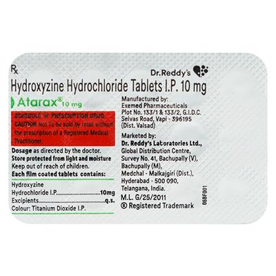 Atarax 10mg Tablet 15'S - Anxiety-Anx