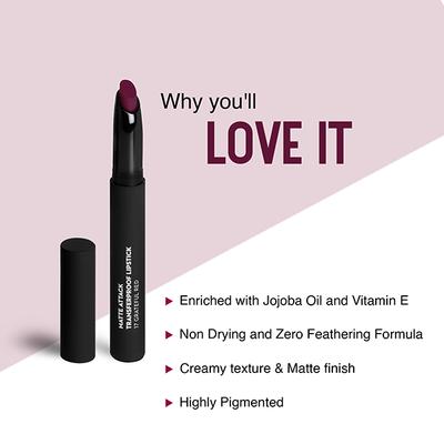 SUGAR Cosmetics Matte Attack Transferproof Lipstick - 03 The Grandberries (Dark Berry) 2 gm - Lipsticks
