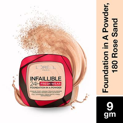L'Oreal Paris Infallible 24H Fresh Wear Foundation In A Powder, 180 Neutral Neutre 9 gm - Compact Powder