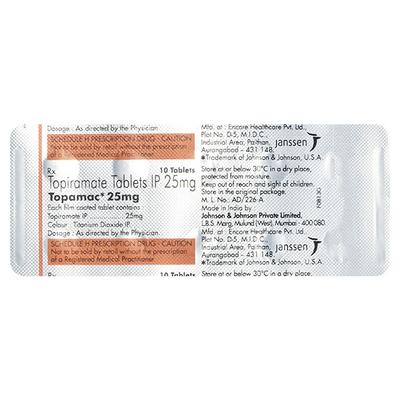 Topamac 25mg Tablet 10'S - Epilepsy/Convulsion-Ant