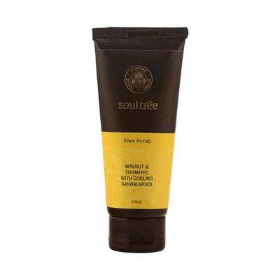 SoulTree Face Scrub - Walnut & Turmeric with Cooling Sandalwood 100 gm - Scrubs & Exfoliants