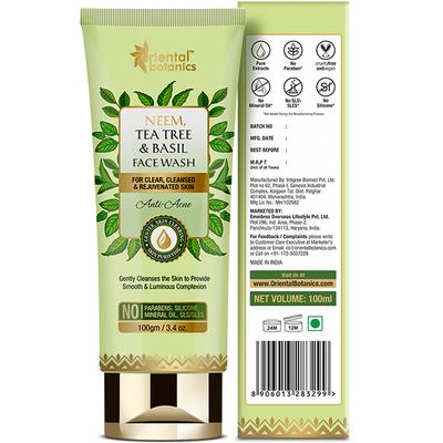 Oriental Botanics Neem, Tea Tree and Basil Face Wash 100 ml - Face Wash & Cleansers