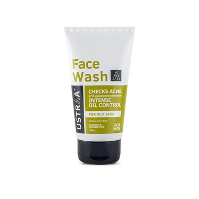 Ustraa Face Wash Checks Acne and Intense Oil Control For Oily Skin with Key Lime & Basil 100gm - Face Wash & Cleansers