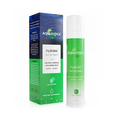 Aqualogica Hydrate Plus Dewy Sunscreen Coconut Water & Hyaluronic Acid Hydrate + Nourish SPF 50+ PA+++ UVA/UVB 50gm - Face Sunscreen