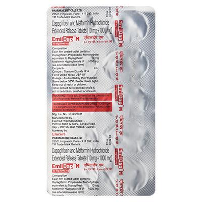 EMILDAP M 10/1000 Tablet 10's - Diabetes-Ant