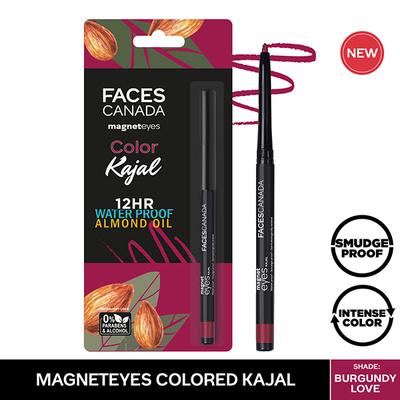Faces Canada Magneteyes Color Kajal 12hr Water Proof Almond Oil Burgundy Love 04 0.30gm - Eyeliners