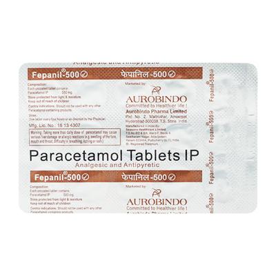 Fepanil 500mg Tablet 15'S - Fever-Ana