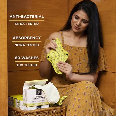 Pee Safe Reusable Sanitary Pads (6 Regular Pads + 2 Overnight Pad + 2 Leak Proof Pouch) (pack of 10) 1's - Sanitary Napkins