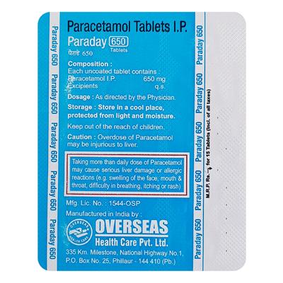 PARADAY 650 Tablet 15's - Fever-Ana