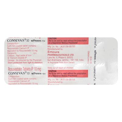 Consivas 10mg Tablet 10'S - High Cholesterol-Dys