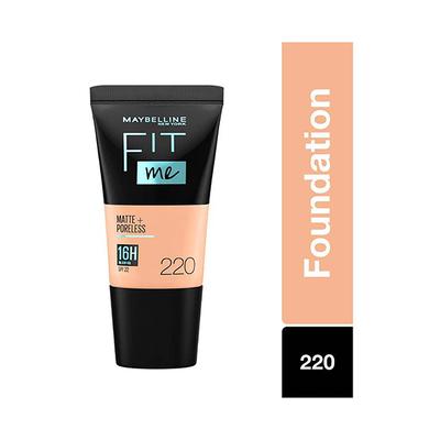 Maybelline New York Fit Me Matte+Poreless Liquid Foundation Tube, 220 Natural Beige 18 ml - Foundation