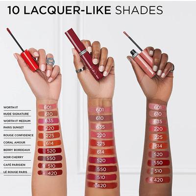 Loreal Paris Infallible Laque Resistance Lacquer-Like Shine, 16H Longwear, 420 Le Rouge Paris 4 ml - Liquid Lipsticks
