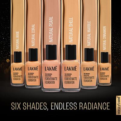 Lakme FOREVER MATTE FOUNDATION for Superior Coverage, Vit E, lightweight & water-resist Beige, 27ml - Foundation
