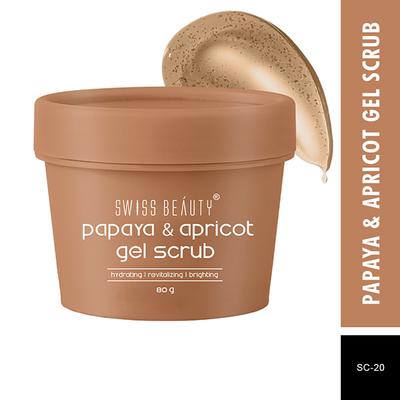 Swiss Beauty Skin Brightening Gel Scrub for Face with Papaya & Apricot Extract 80 gm - Face Scrubs