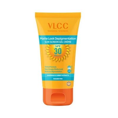 VLCC Matte Look Depi gmentation SPF 30 Pa+++ UVA UVB Sun Screen Gel Creme Saxifraga & Carrot Extract 125 gm - Face Sunscreen