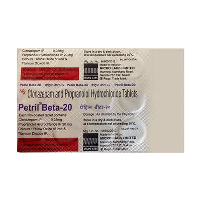 PETRIL BETA 20 Tablet 15's - Anxiety-Anx