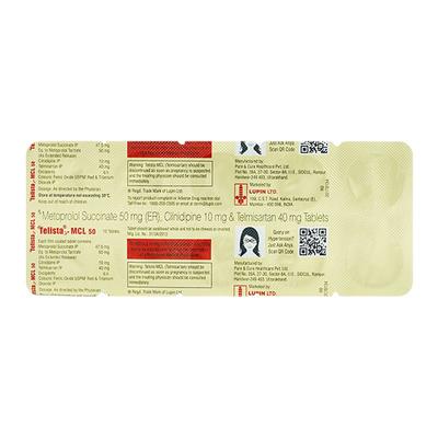 TELISTA MCL 50 Tablet 10's - Hypertension-Ana
