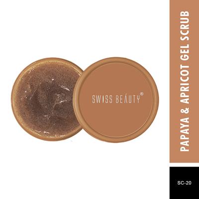 Swiss Beauty Skin Brightening Gel Scrub for Face with Papaya & Apricot Extract 80 gm - Face Scrubs