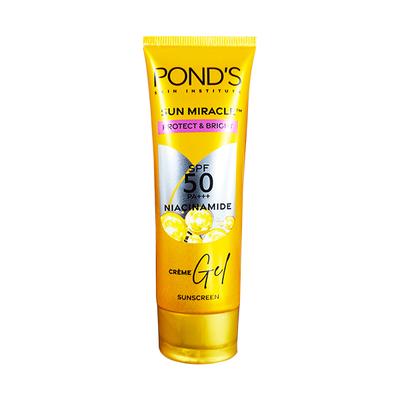 Pond's Sun Miracle SPF 50 PA+++ Creme Gel Sunscreen - Protect and Bright, with Niacinamide 50 g - Face Sunscreen