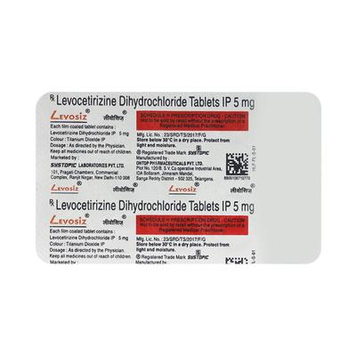 Levosiz 5mg Tablet 15'S - Allergies-Ant