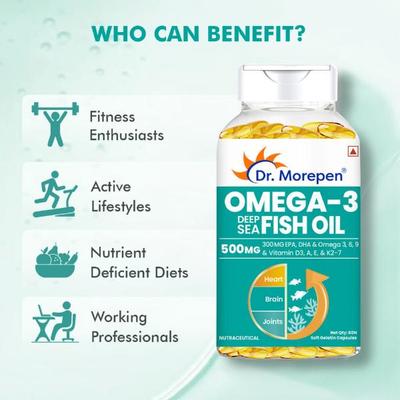 Dr. Morepen Omega 3 Deep Sea Fish Oil Capsule 60's - Omega Fish Oil Fatty Acids